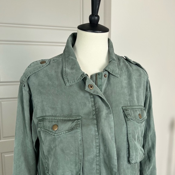 Young Fabulous Broke Green Utility Jacket 100% Tencel Drawstring Waist Sz S NEW - Picture 5 of 10